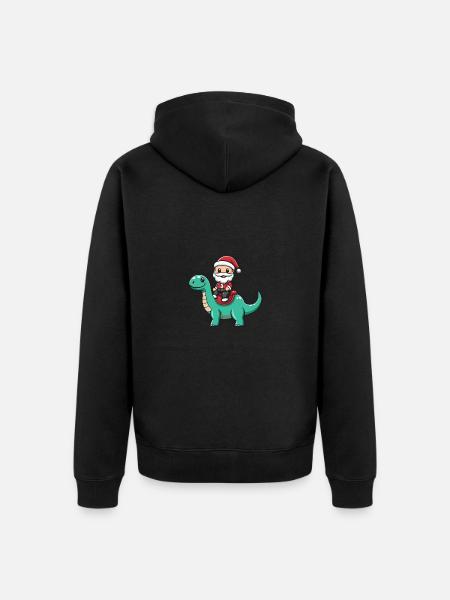 Dinosaurier brontosaurus Weihnachtsmann - Unisex Premium Bio Zip Hoodie - Schwarz