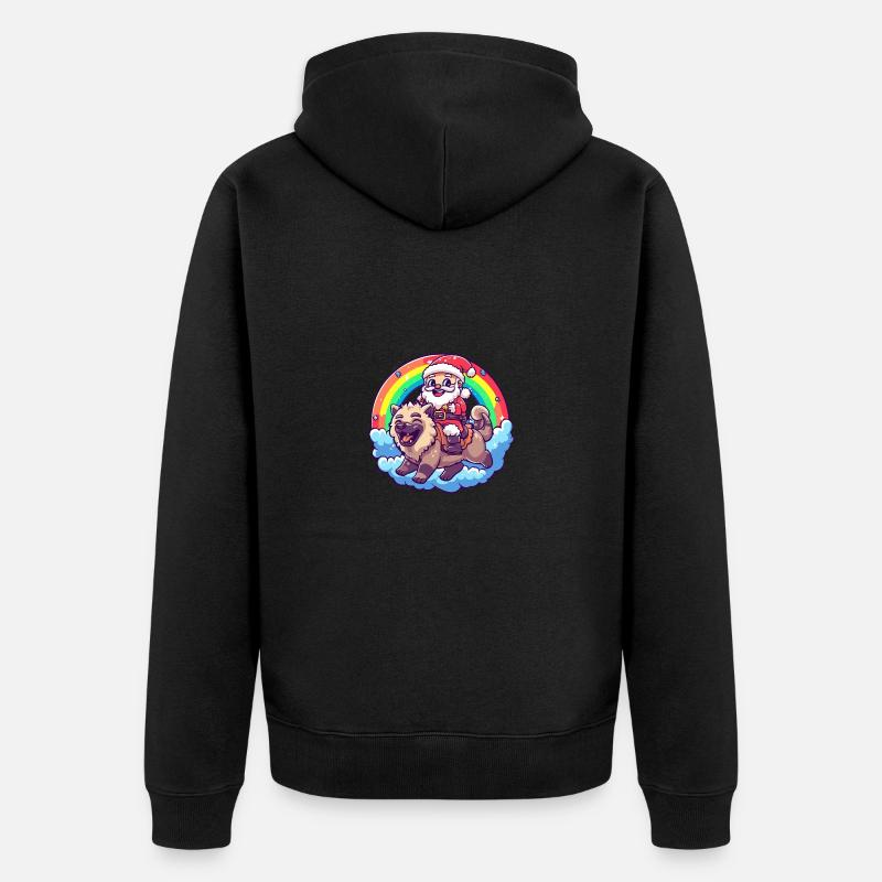 Hyäne Weihnachtsmann Regenbogen - Unisex Premium Bio Zip Hoodie - Schwarz