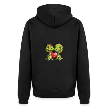 Wurm Paar Valentinstag - Unisex Premium Bio Zip Hoodie - Schwarz - Hinten - Nico (187cm)