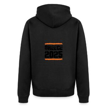 Greece 2025 Team - Unisex Premium Organic Zip Hoodie - black - Back - Nico (187cm)