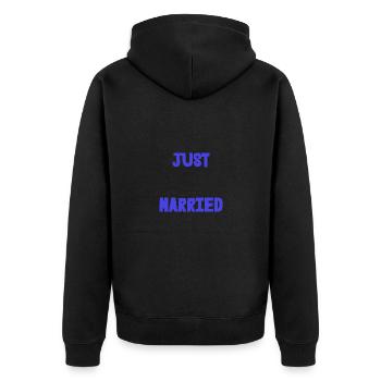 ICH HABE GERADE GEHEIRATET. Junggesellinnenabschied. VALENTINSTAG. PAAR. LIEBE - Unisex Premium Bio Zip Hoodie - Schwarz - Hinten - Nico (187cm)