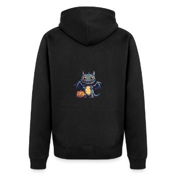 Drache Halloween Comic Lustig - Unisex Premium Bio Zip Hoodie - Schwarz - Hinten - Nico (187cm)