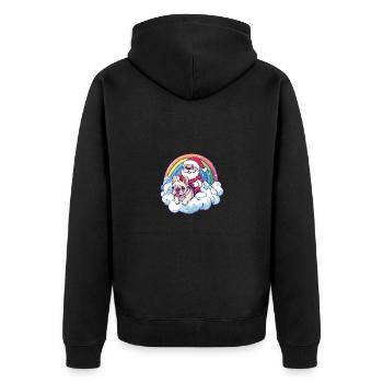 Buldog Français Chien Père Noël Arc-en-ciel - Veste à capuche bio Premium Unisexe - noir - Dos - Nico (187cm)