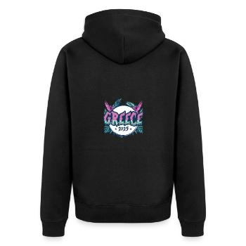 Vacances Grèce 2025 - Veste à capuche bio Premium Unisexe - noir - Dos - Nico (187cm)