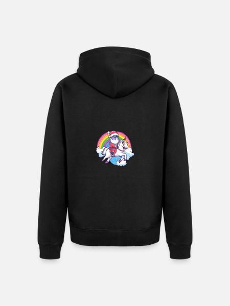 Unicorn Santa Claus Rainbow - Unisex Premium Organic Zip Hoodie - black