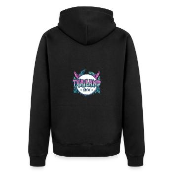 Thailand Crew Bunt - Unisex Premium Bio Zip Hoodie - Schwarz - Hinten - Nico (187cm)