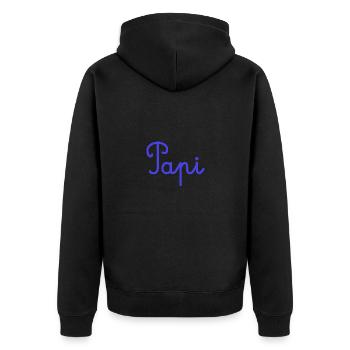PAPY. FÊTE DES PÈRES. BONNE FÊTE PAPY. JE T'AIME. - Veste à capuche bio Premium Unisexe - noir - Dos - Nico (187cm)