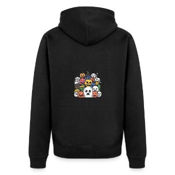 Halloween Witzig Party Crew - Unisex Premium Bio Zip Hoodie - Schwarz - Hinten - Nico (187cm)
