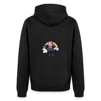 Strauß Weihnachtsmann Regenbogen - Unisex Premium Bio Zip Hoodie - Schwarz - Hinten - Nico (187cm)