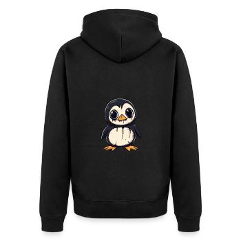 Pinguin Halloween Lustig Zombie - Unisex Premium Bio Zip Hoodie - Schwarz - Hinten - Nico (187cm)