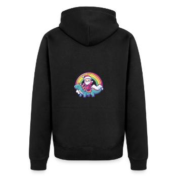Dinosaure stégosaure Père Noël Arc-en-ciel - Veste à capuche bio Premium Unisexe - noir - Dos - Nico (187cm)