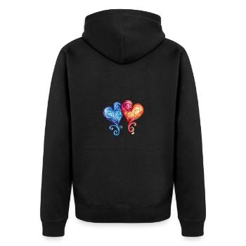 Herzen Liebe Ornamente Hochzeit - Unisex Premium Bio Zip Hoodie - Schwarz - Hinten - Nico (187cm)