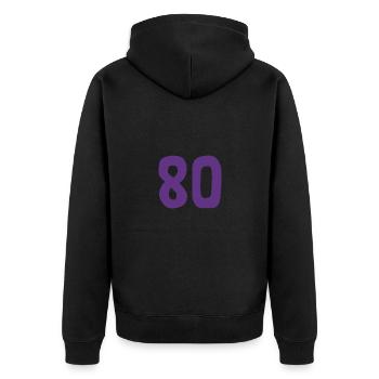80. 80 JAHRE. 80-JÄHRIGES JUBILÄUM. 80. GEBURTSTAG. - Unisex Premium Bio Zip Hoodie - Schwarz - Hinten - Nico (187cm)