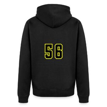 56 Zahl Trikot - Unisex Premium Bio Zip Hoodie - Schwarz - Hinten - Nico (187cm)