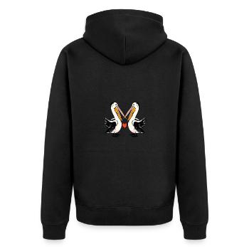 Pelikan Vogel Paar Verliebt Valentinstag - Unisex Premium Bio Zip Hoodie - Schwarz - Hinten - Nico (187cm)