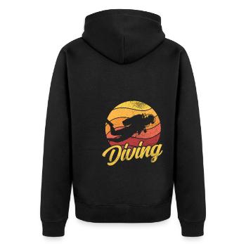 Retro Graphic Snorkeler Scuba Diver Diving Snorkel - Unisex Premium Bio Zip Hoodie - Schwarz - Hinten - Nico (187cm)