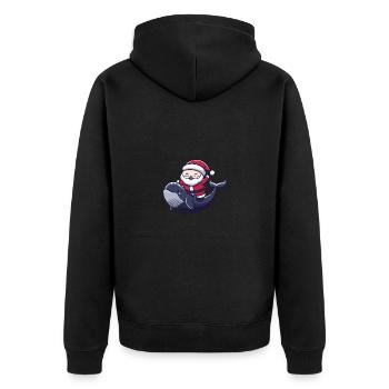 Wal Weihnachtsmann - Unisex Premium Bio Zip Hoodie - Schwarz - Hinten - Nico (187cm)