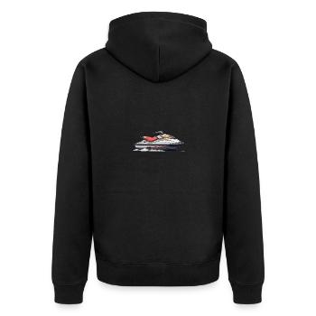 Action on the jet ski - Unisex Premium Organic Zip Hoodie - black - Back - Nico (187cm)