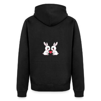 Bunny Couple In Love Easter Valentine's Day - Unisex Premium Organic Zip Hoodie - black - Back - Nico (187cm)