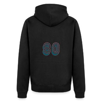 80. 80 JAHRE. 80-JÄHRIGES JUBILÄUM. 80. GEBURTSTAG. - Unisex Premium Bio Zip Hoodie - Schwarz - Hinten - Nico (187cm)