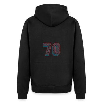 70. 70 ANS. 70e ANNIVERSAIRE. ANNIVERSAIRE 70 ANS. - Veste à capuche bio Premium Unisexe - noir - Dos - Nico (187cm)