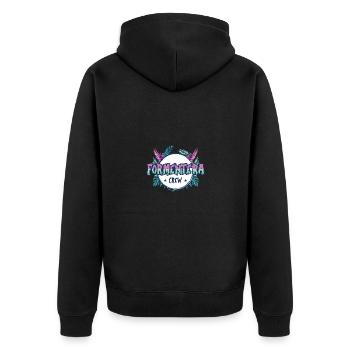 Formentera Crew Bunt - Unisex Premium Bio Zip Hoodie - Schwarz - Hinten - Nico (187cm)