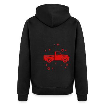 Auto - Pick Up - Oldtimer - Nostalgisch - Unisex Premium Bio Zip Hoodie - Schwarz - Hinten - Nico (187cm)