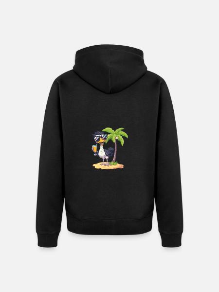 Ostrich Summer Beach Comic - Unisex Premium Organic Zip Hoodie - black