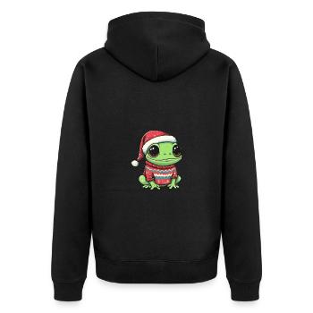 Frosch Weihnachten Comic - Unisex Premium Bio Zip Hoodie - Schwarz - Hinten - Nico (187cm)