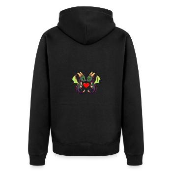 Drache Paar Valentinstag - Unisex Premium Bio Zip Hoodie - Schwarz - Hinten - Nico (187cm)