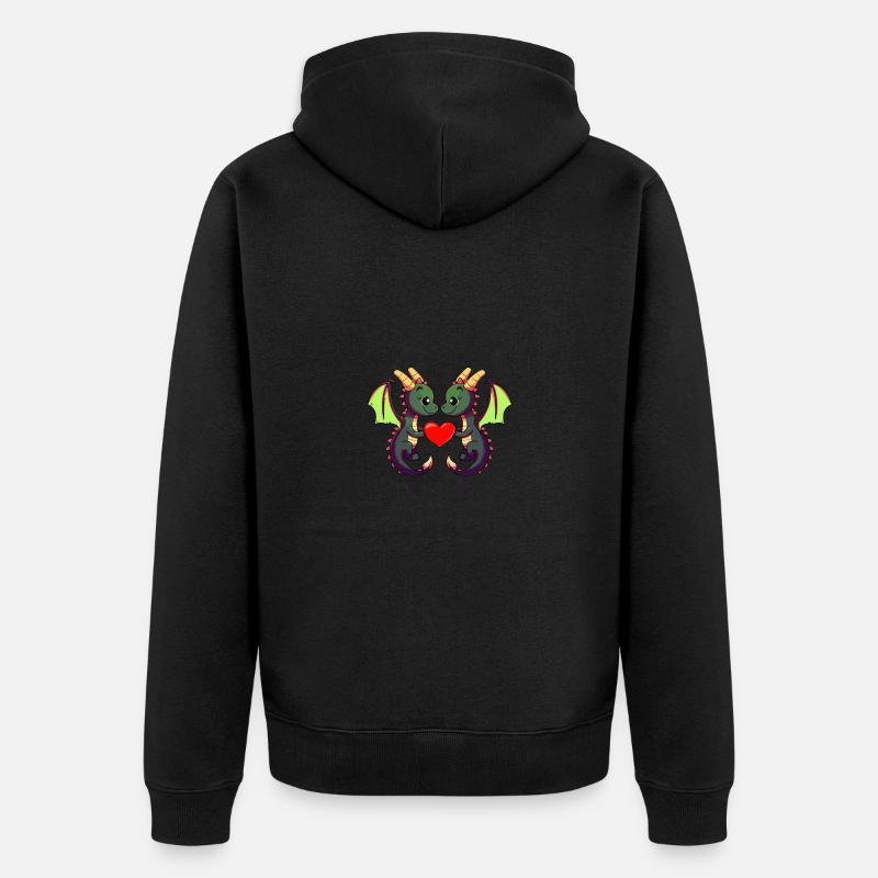 Couple Dragon Saint-Valentin - Veste à capuche bio Premium Unisexe - noir