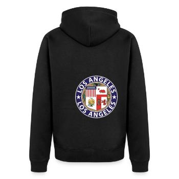 Los Angeles - Unisex Premium Bio Zip Hoodie - Schwarz - Hinten - Nico (187cm)