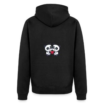 Panda Couple Saint-Valentin - Veste à capuche bio Premium Unisexe - noir - Dos - Nico (187cm)
