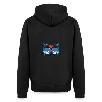 Wal Paar Valentinstag - Unisex Premium Bio Zip Hoodie - Schwarz - Hinten - Nico (187cm)