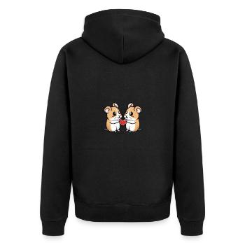 Hamster Couple Saint-Valentin - Veste à capuche bio Premium Unisexe - noir - Dos - Nico (187cm)