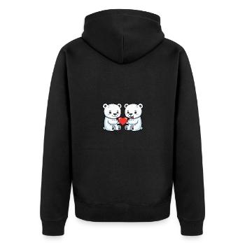 Couple d’ours polaires Saint-Valentin - Veste à capuche bio Premium Unisexe - noir - Dos - Nico (187cm)