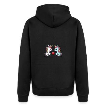 Licorne Couple Saint-Valentin - Veste à capuche bio Premium Unisexe - noir - Dos - Nico (187cm)