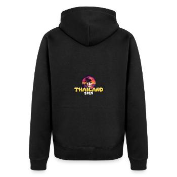 Thailand 2025 Palmen Bunt - Unisex Premium Bio Zip Hoodie - Schwarz - Hinten - Nico (187cm)