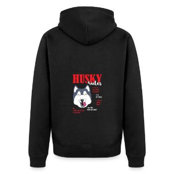Sibirischer Husky - Unisex Premium Bio Zip Hoodie - Schwarz - Hinten - Nico (187cm)