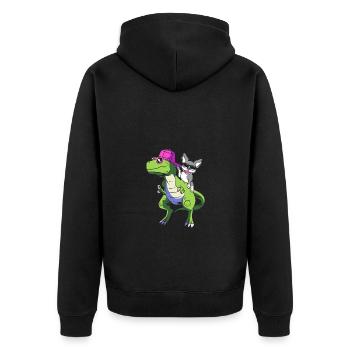 Boston Terrier - Unisex Premium Bio Zip Hoodie - Schwarz - Hinten - Nico (187cm)