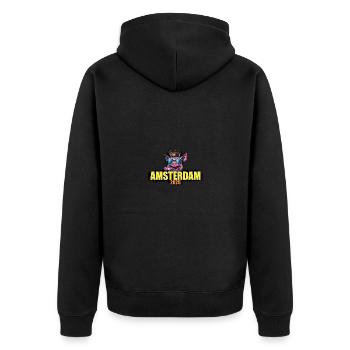 Amsterdam 2025 Pig - Unisex Premium Organic Zip Hoodie - black - Back - Nico (187cm)