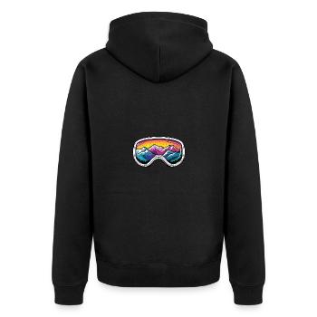 Ski Brille Berge Piste - Unisex Premium Bio Zip Hoodie - Schwarz - Hinten - Nico (187cm)