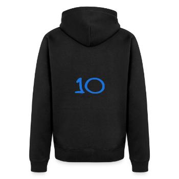 10. 10 YEARS. 10th ANNIVERSARY. 10 YEAR ANNIVERSARY. - Unisex Premium Organic Zip Hoodie - black - Back - Nico (187cm)