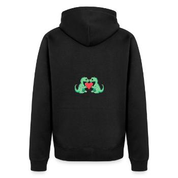 Dinosaurier brontosaurus Paar Verliebt - Unisex Premium Bio Zip Hoodie - Schwarz - Hinten - Nico (187cm)