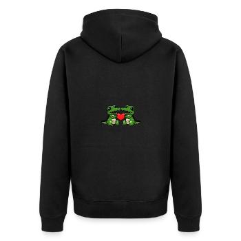 Alligator Paar Valentinstag - Unisex Premium Bio Zip Hoodie - Schwarz - Hinten - Nico (187cm)