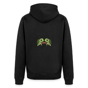 Schildkröte Paar Valentinstag - Unisex Premium Bio Zip Hoodie - Schwarz - Hinten - Nico (187cm)