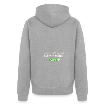 Camp Mode ON - Unisex Premium Organic Zip Hoodie - heather grey - Back - Nico (187cm)
