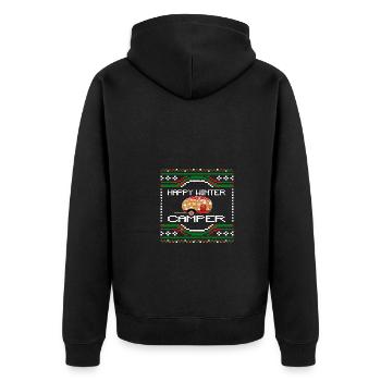 UGGLY HAPPY WINTER CAMPER - Unisex Premium Organic Zip Hoodie - black - Back - Nico (187cm)