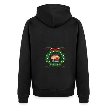 UGGLY HAPPY WINTER CAMPER - Unisex Premium Organic Zip Hoodie - black - Back - Nico (187cm)