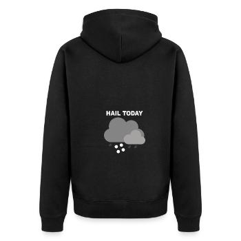 HAIL TODAY - heute Hagel - Unisex Premium Organic Zip Hoodie - black - Back - Nico (187cm)